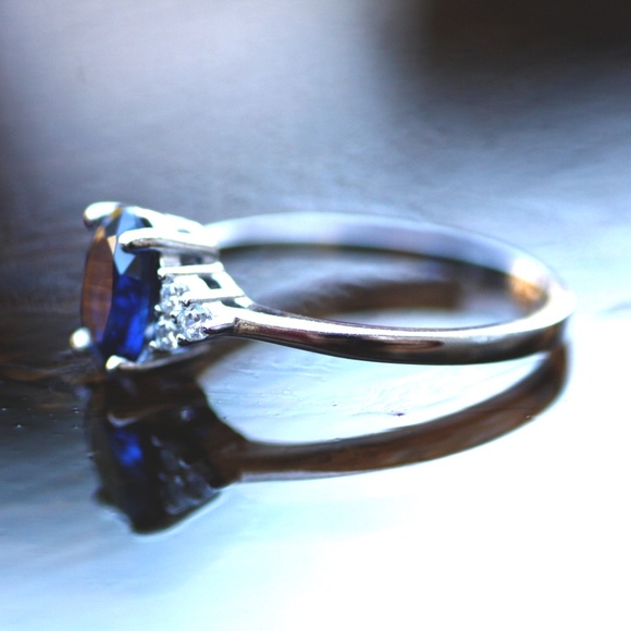 Handcrafted Sapphire Ring Solid Sterling Silver 925 , September birthstone - Picture 10 of 11